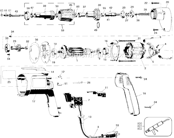 Page A Diagram and Parts List for 2660 Type 100 Black and Decker Electric Drill